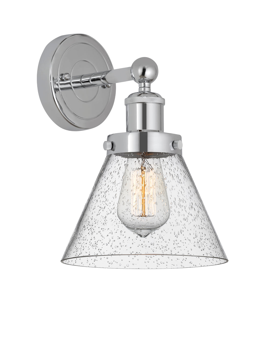 Innovations Lighting Cone 8" Sconce - Polished Chrome Wall Sconces Innovations Lighting Seedy ; Glass Type: Seedy; Ribbed  