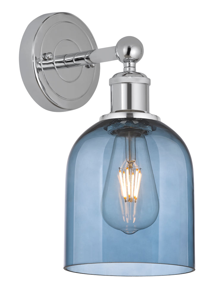 Innovations Lighting Bella 6" Sconce - Polished Chrome Wall Sconces Innovations Lighting Blue  ; Glass Type: Blue  