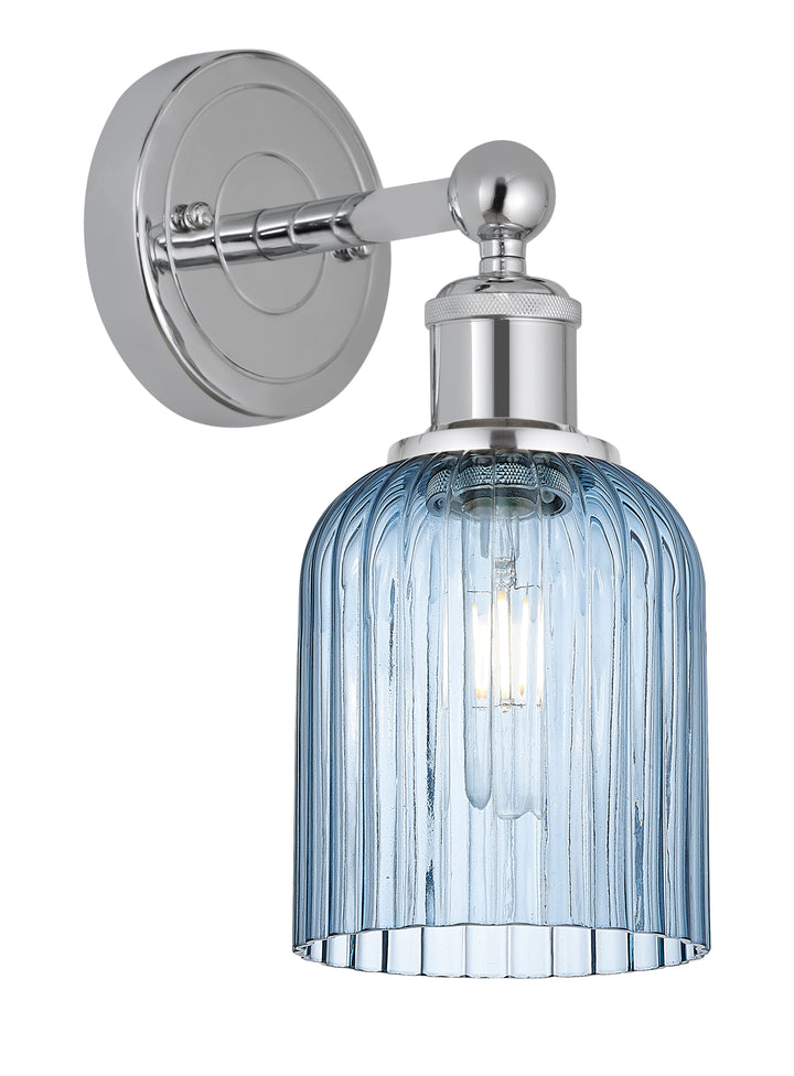 Innovations Lighting Bridal Veil 5" Sconce - Polished Chrome Wall Sconces Innovations Lighting Princess Blue ; Glass Type: Princess Blue; Ribbed  