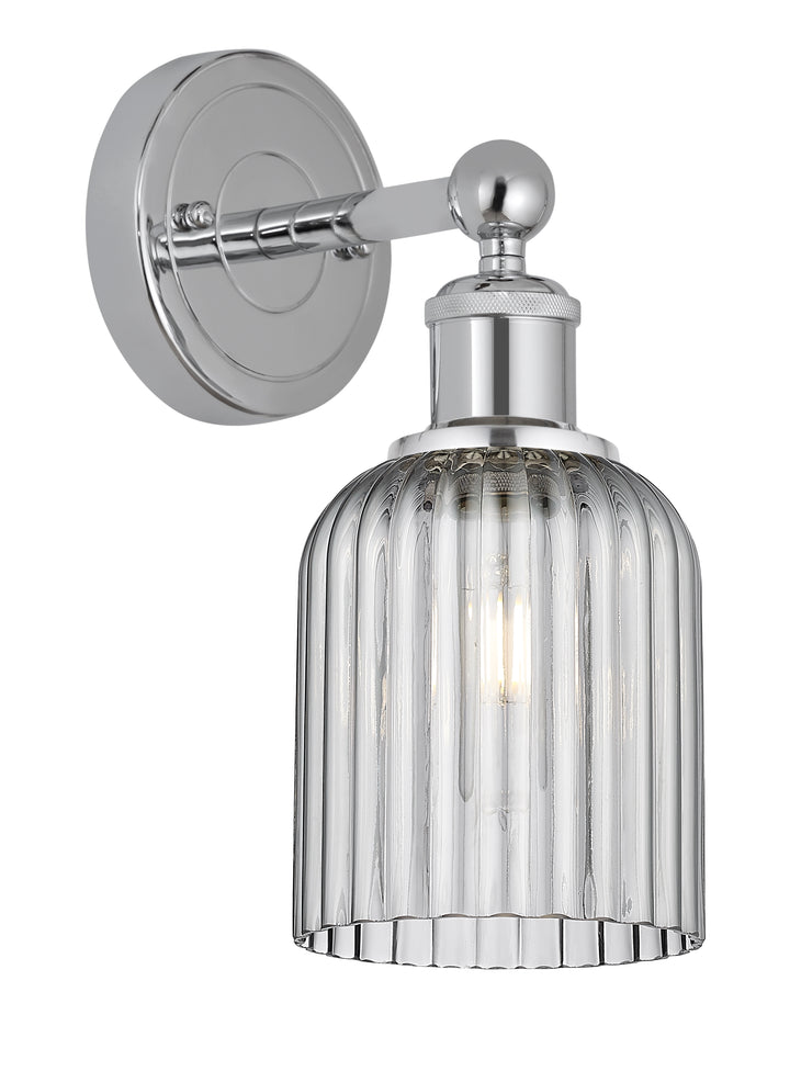 Innovations Lighting Bridal Veil 5" Sconce - Polished Chrome Wall Sconces Innovations Lighting Light Smoke ; Glass Type: Light Smoke; Ribbed  