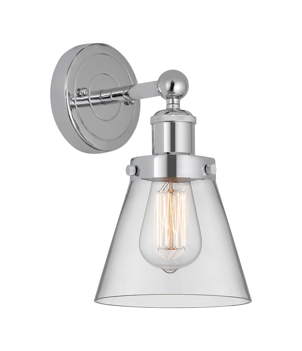 Innovations Lighting Cone 6" Sconce - Polished Chrome Wall Sconces Innovations Lighting Clear ; Glass Type: Transparent; Ribbed  