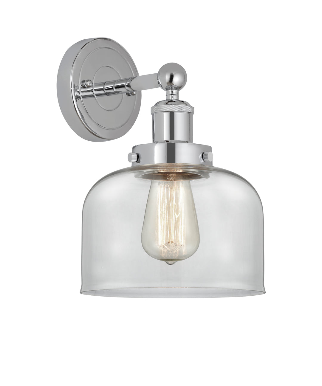 Innovations Lighting Bell 8" Sconce - Polished Chrome Wall Sconces Innovations Lighting Clear ; Glass Type: Transparent; Ribbed  