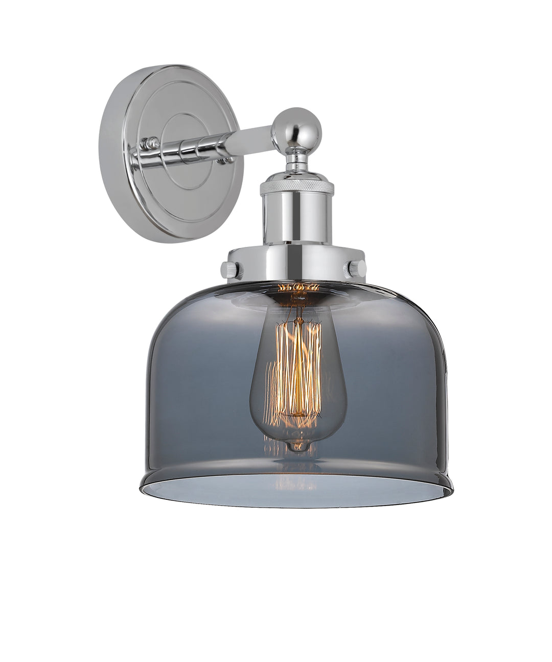 Innovations Lighting Bell 8" Sconce - Polished Chrome Wall Sconces Innovations Lighting Light Smoke ; Glass Type: Colorful  