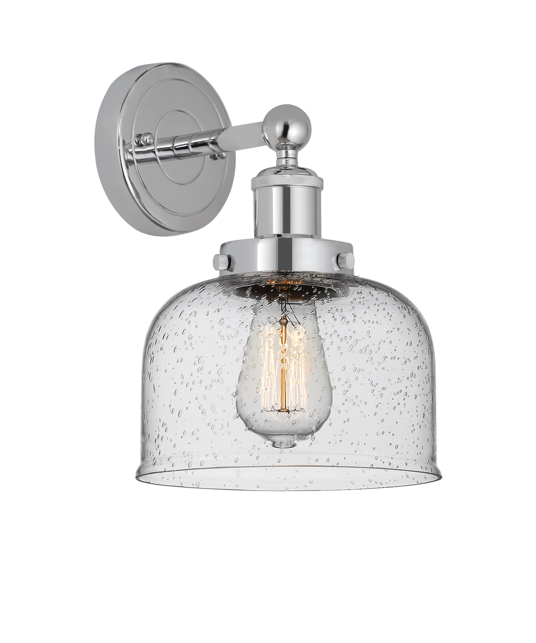 Innovations Lighting Bell 8" Sconce - Polished Chrome Wall Sconces Innovations Lighting Seedy ; Glass Type: Seedy; Ribbed  