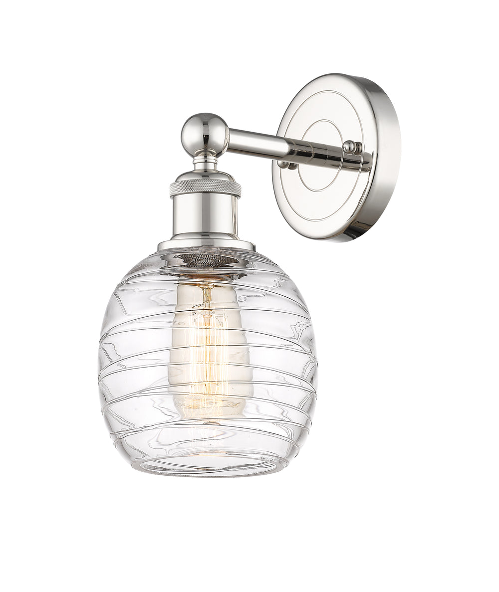 Innovations Lighting Belfast 6" Sconce - Polished Nickel Wall Sconces Innovations Lighting Deco Swirl ; Glass Type: Clear  