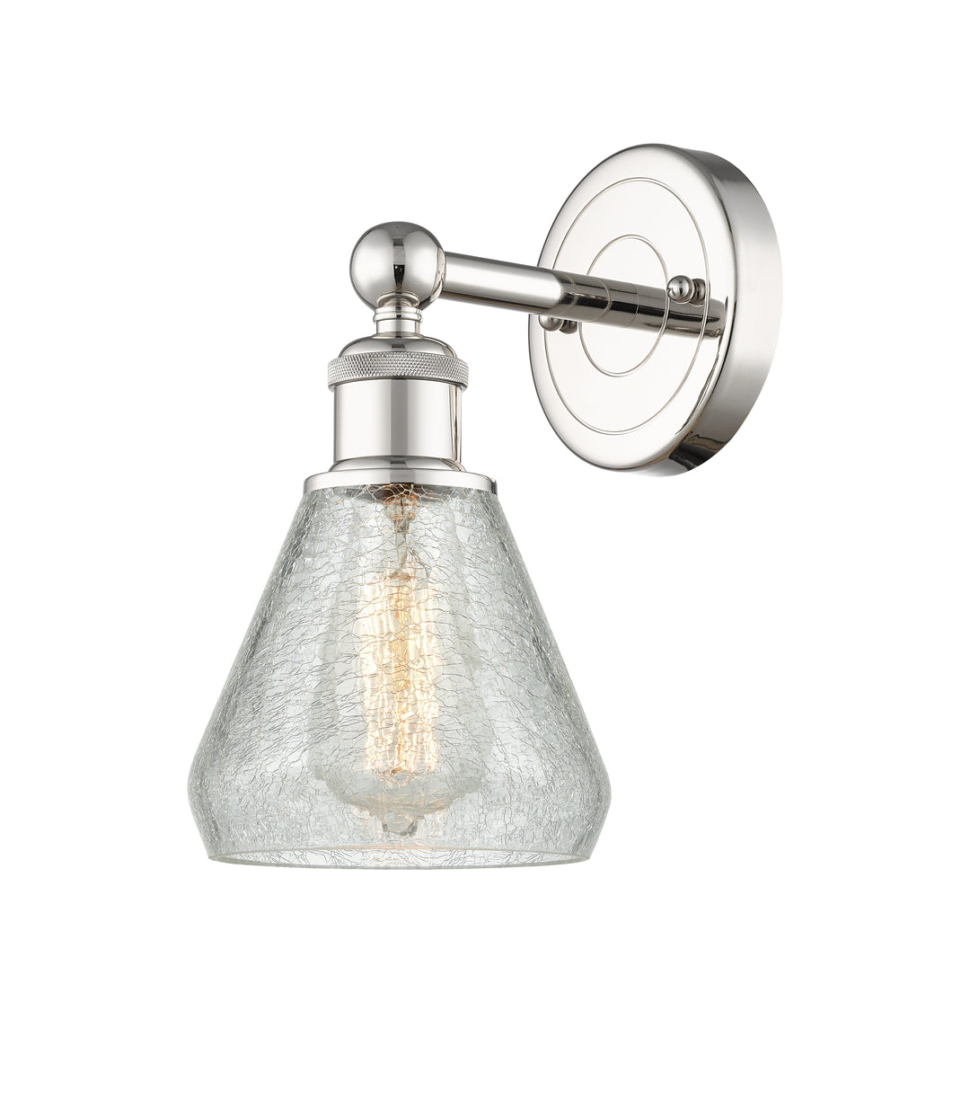 Innovations Lighting Conesus 6" Sconce - Polished Nickel Wall Sconces Innovations Lighting Clear Crackle ; Glass Type: Crackled  