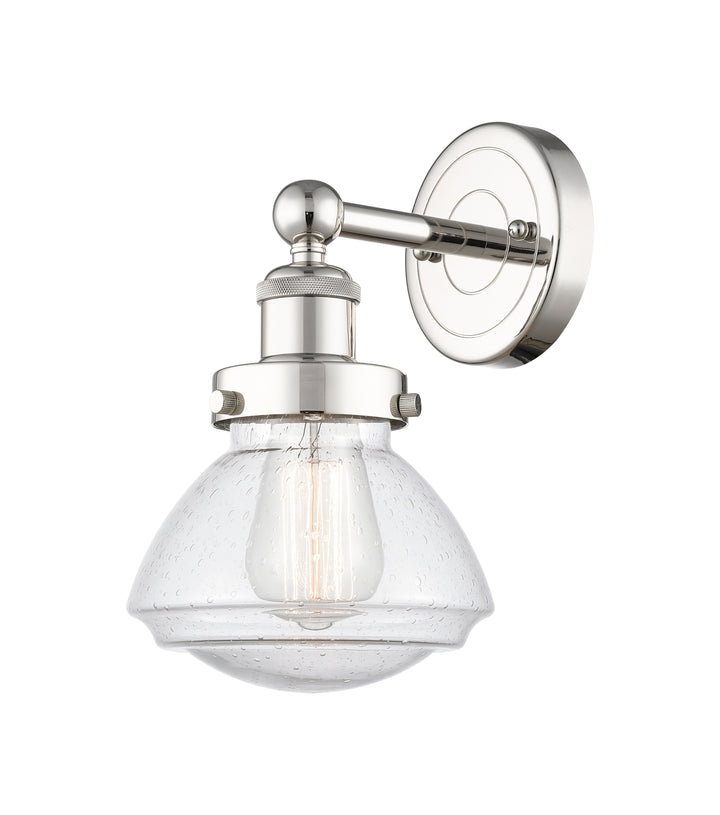 Innovations Lighting Olean 6.75" Sconce - Polished Nickel Wall Sconces Innovations Lighting Seedy ; Glass Type: Seeded  