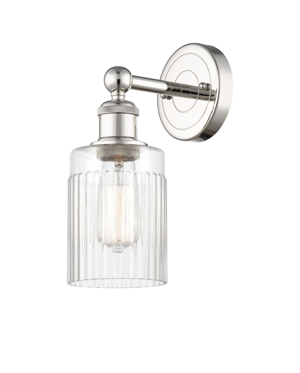 Innovations Lighting Hadley 5" Sconce - Polished Nickel Wall Sconces Innovations Lighting Clear ; Glass Type: Clear; Ribbed  