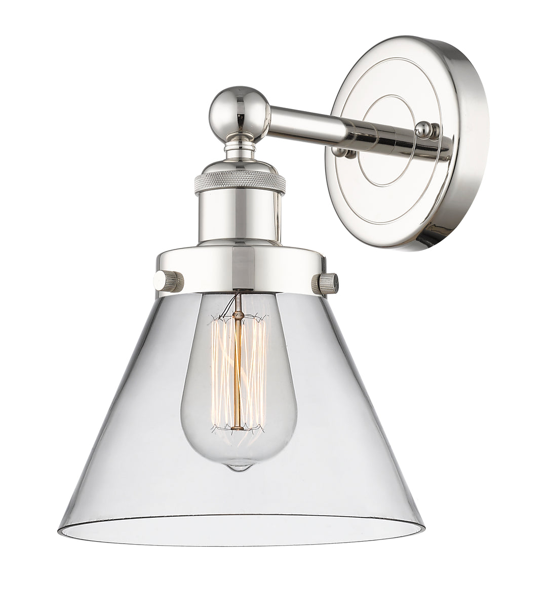 Innovations Lighting Cone 8" Sconce - Polished Nickel Wall Sconces Innovations Lighting Clear ; Glass Type: Transparent  