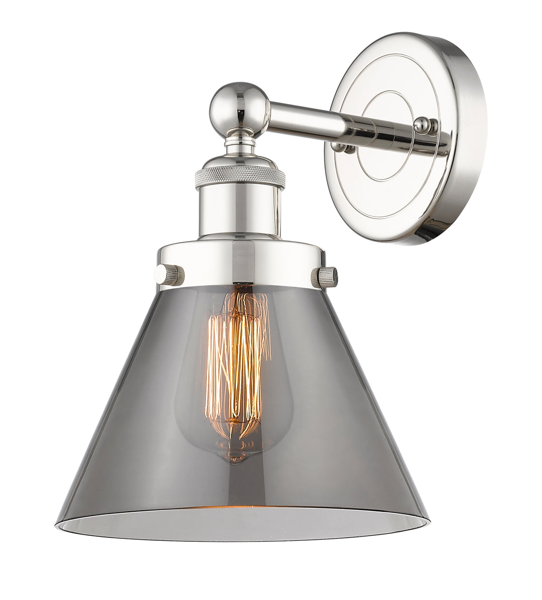 Innovations Lighting Cone 8" Sconce - Polished Nickel Wall Sconces Innovations Lighting Light Smoke ; Glass Type: Colorful  