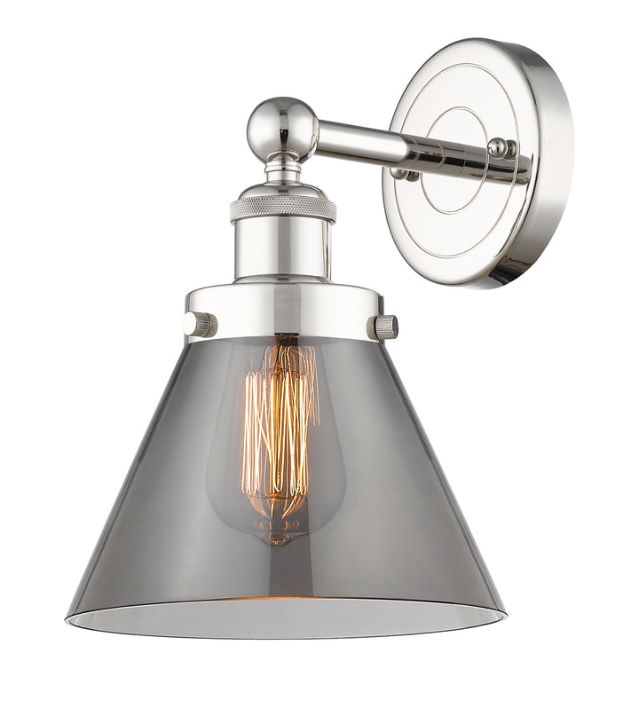 Innovations Lighting Cone 8" Sconce - Polished Nickel Wall Sconces Innovations Lighting Light Smoke ; Glass Type: Colorful  