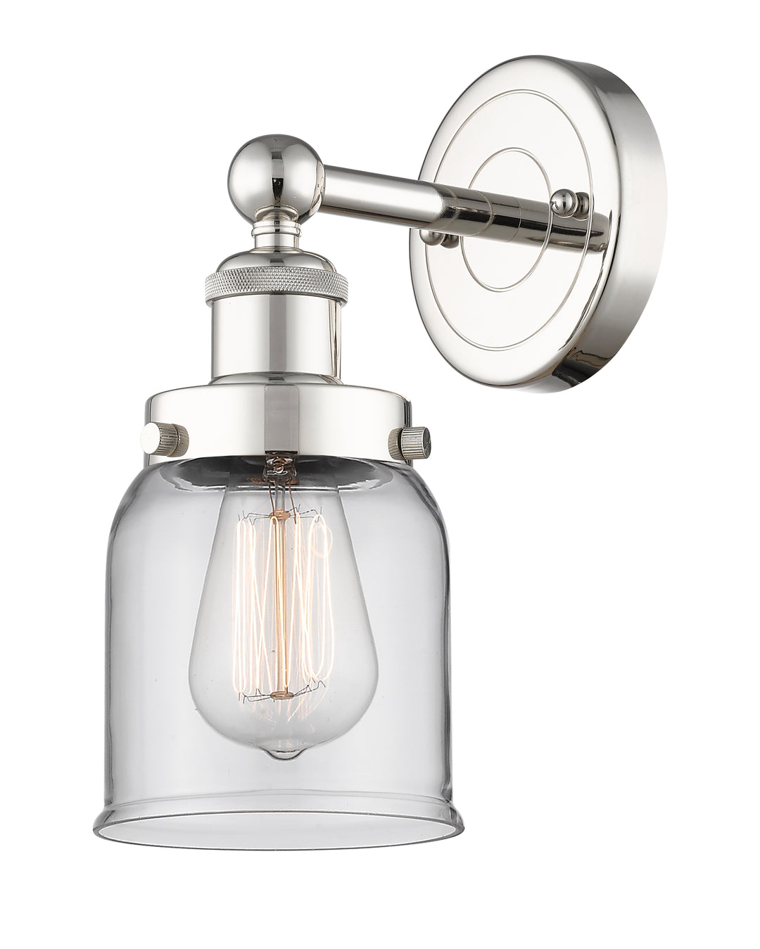 Innovations Lighting Bell 5" Sconce - Polished Nickel Wall Sconces Innovations Lighting Clear ; Glass Type: Transparent; Ribbed  