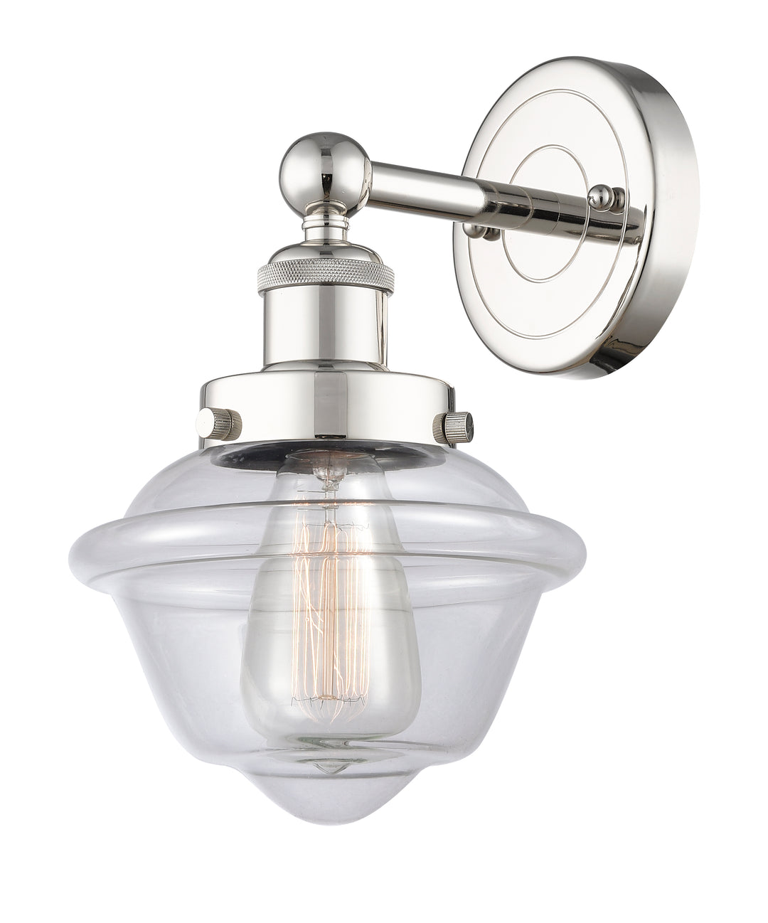 Innovations Lighting Oxford 7.5" Sconce - Polished Nickel Wall Sconces Innovations Lighting Clear ; Glass Type: Transparent; Ribbed  