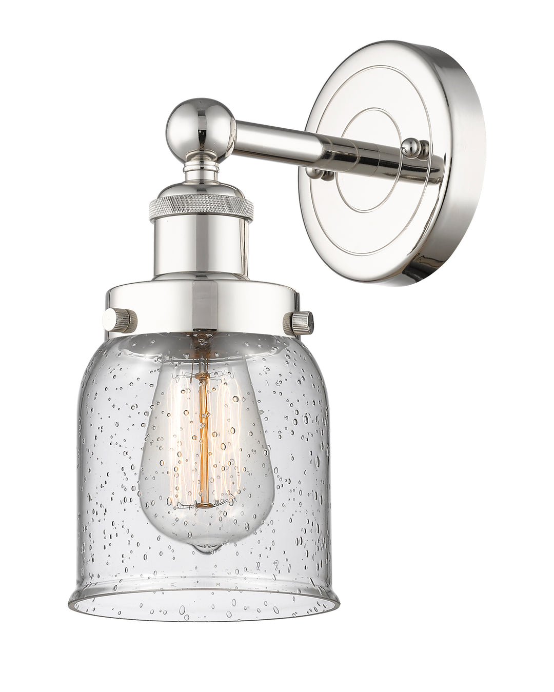 Innovations Lighting Bell 5" Sconce - Polished Nickel Wall Sconces Innovations Lighting Seedy ; Glass Type: Seedy; Ribbed  