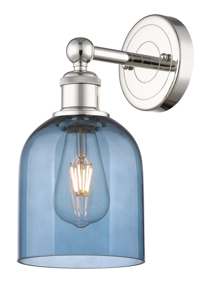 Innovations Lighting Bella 6" Sconce - Polished Nickel Wall Sconces Innovations Lighting Blue  ; Glass Type: Blue  