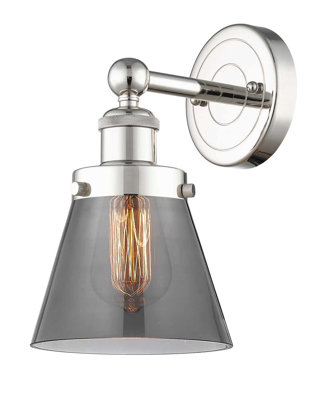 Innovations Lighting Cone 6" Sconce - Polished Nickel Wall Sconces Innovations Lighting Light Smoke ; Glass Type: Colorful  