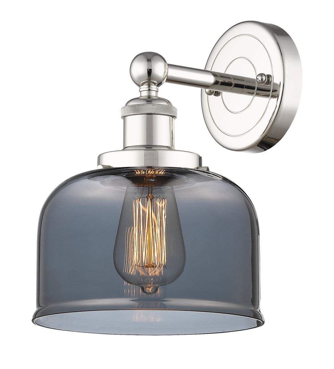 Innovations Lighting Bell 8" Sconce - Polished Nickel Wall Sconces Innovations Lighting Light Smoke ; Glass Type: Colorful  