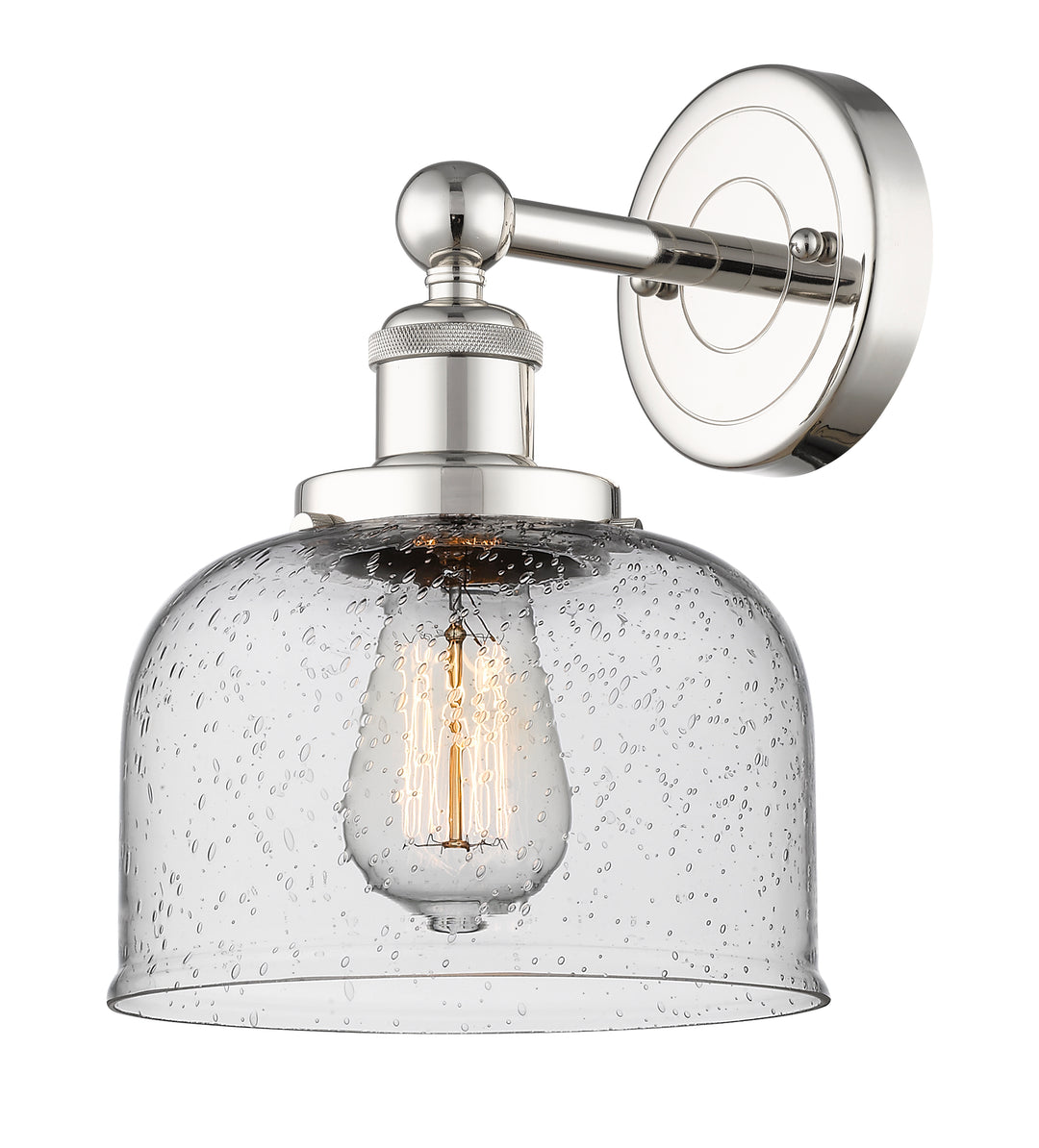 Innovations Lighting Bell 8" Sconce - Polished Nickel Wall Sconces Innovations Lighting Seedy ; Glass Type: Seedy; Ribbed  