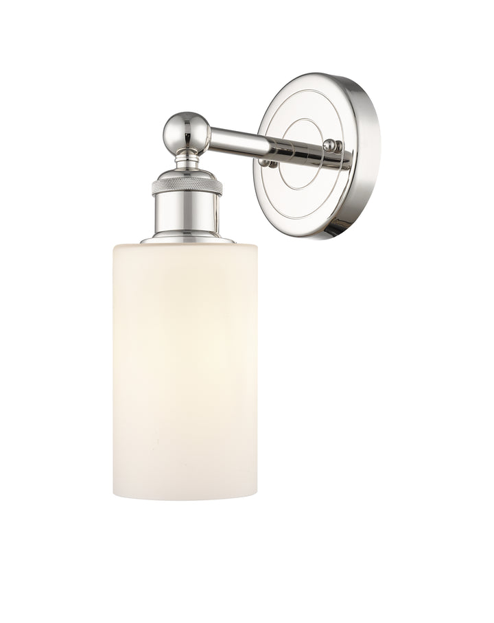 Innovations Lighting Clymer 4" Sconce - Polished Nickel Wall Sconces Innovations Lighting Matte White ; Glass Type: White  