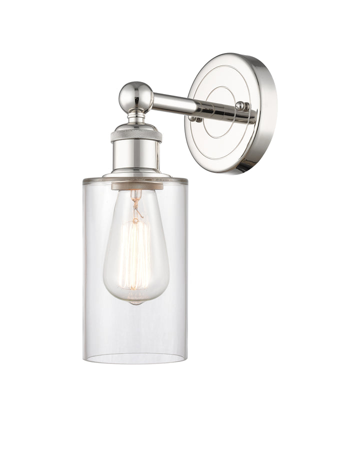 Innovations Lighting Clymer 4" Sconce - Polished Nickel Wall Sconces Innovations Lighting Clear ; Glass Type: Clear  