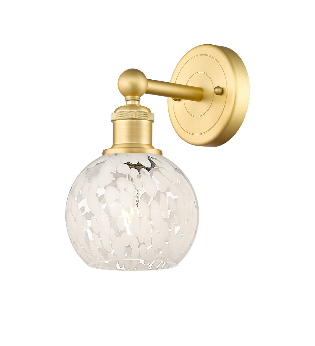 Innovations Lighting White Mouchette 6" Sconce - Satin Gold Wall Sconces Innovations Lighting White Mouchette ; Glass Type: White  