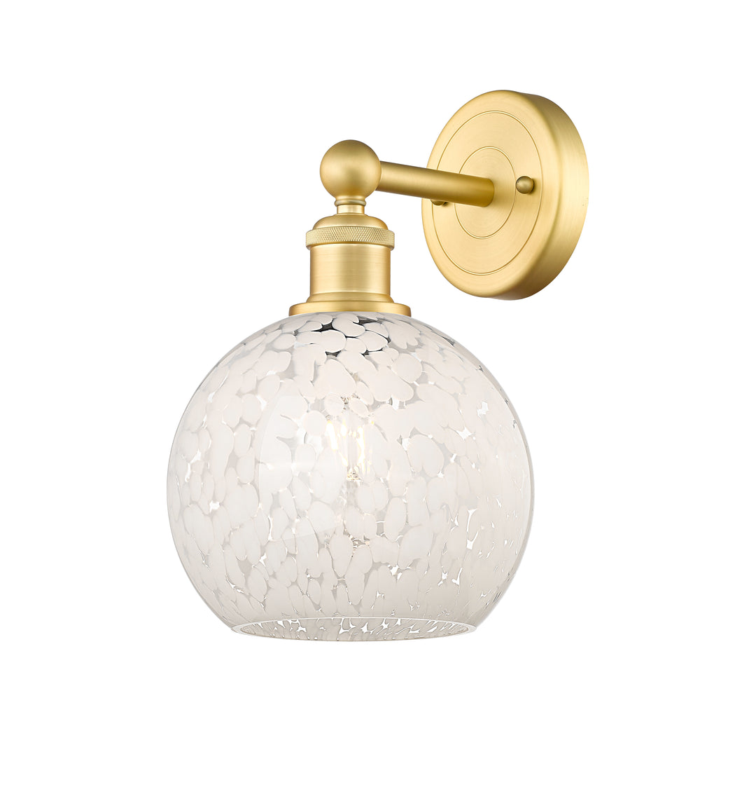 Innovations Lighting White Mouchette 8" Sconce - Satin Gold Wall Sconces Innovations Lighting White Mouchette ; Glass Type: White  