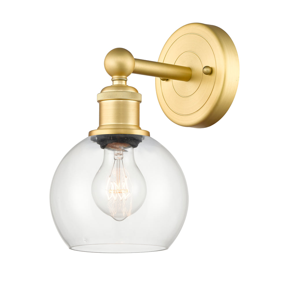 Innovations Lighting Athens 6" Sconce - Satin Gold Wall Sconces Innovations Lighting Clear ; Glass Type: Transparent  