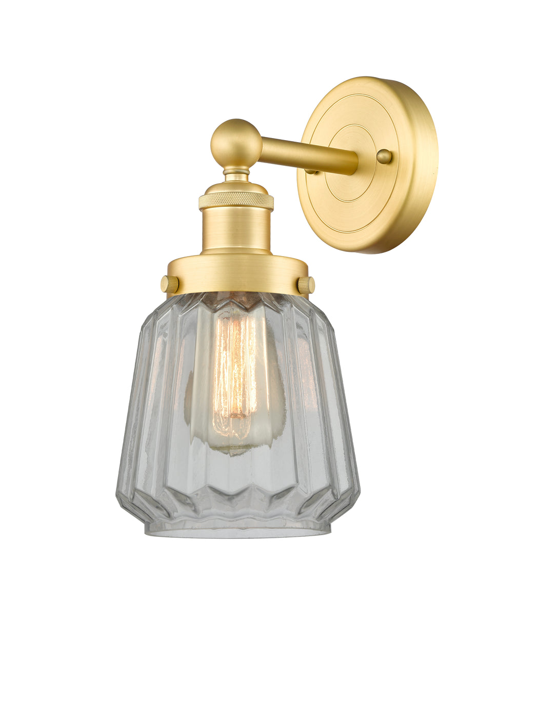 Innovations Lighting Chatham 6" Sconce - Satin Gold Wall Sconces Innovations Lighting Clear ; Glass Type: Transparent; Ribbed  