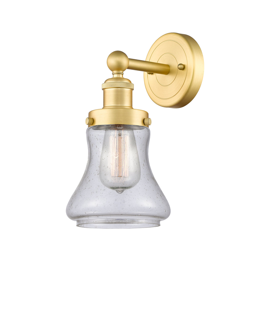 Innovations Lighting Bellmont 6" Sconce - Satin Gold Wall Sconces Innovations Lighting Seedy ; Glass Type: Seedy; Ribbed  