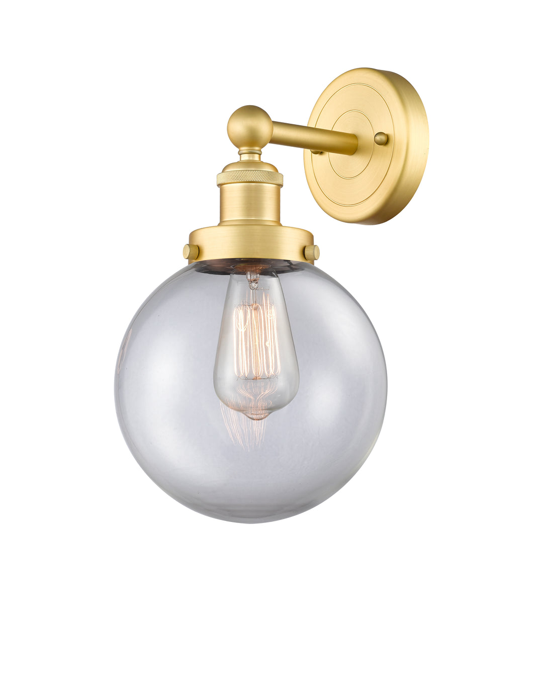 Innovations Lighting Beacon 8" Sconce - Satin Gold Wall Sconces Innovations Lighting Clear ; Glass Type: Transparent  