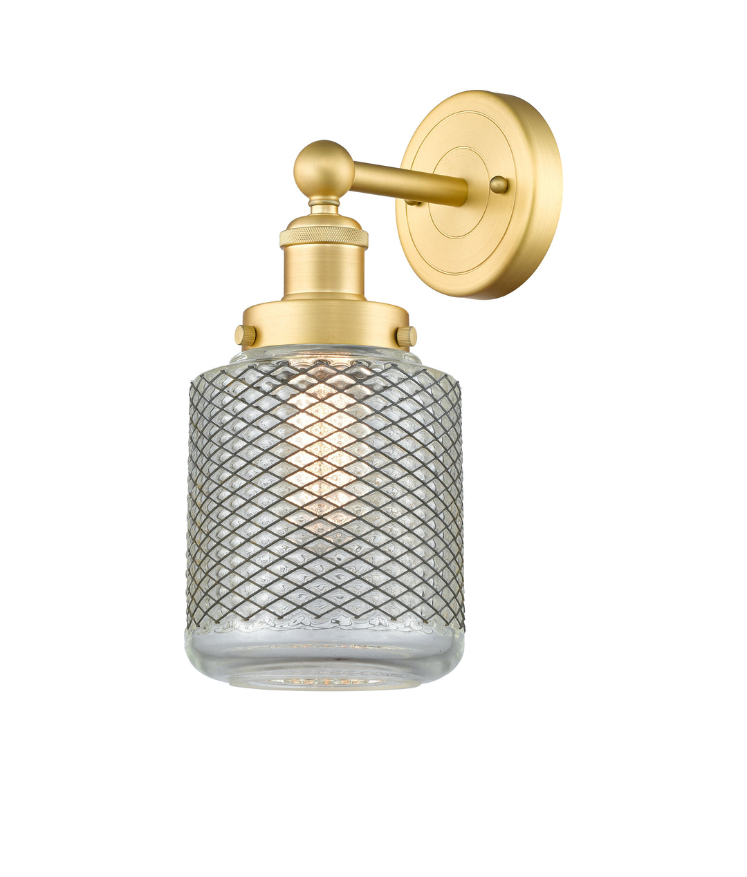 Innovations Lighting Stanton 6" Sconce - Satin Gold Wall Sconces Innovations Lighting Clear Wire Mesh ; Glass Type: Transparent  