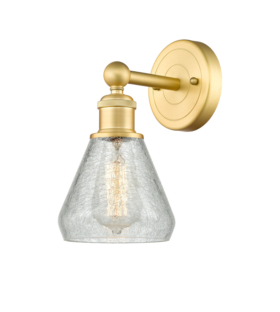 Innovations Lighting Conesus 6" Sconce - Satin Gold Wall Sconces Innovations Lighting Clear Crackle ; Glass Type: Crackled  