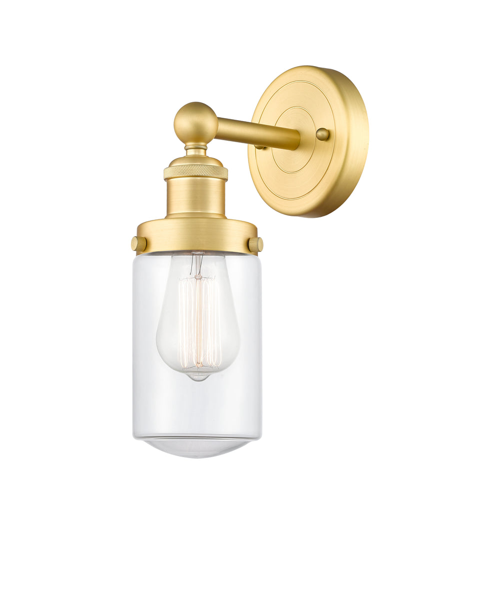 Innovations Lighting Dover 4.5" Sconce - Satin Gold Wall Sconces Innovations Lighting Clear ; Glass Type: Transparent; Ribbed  