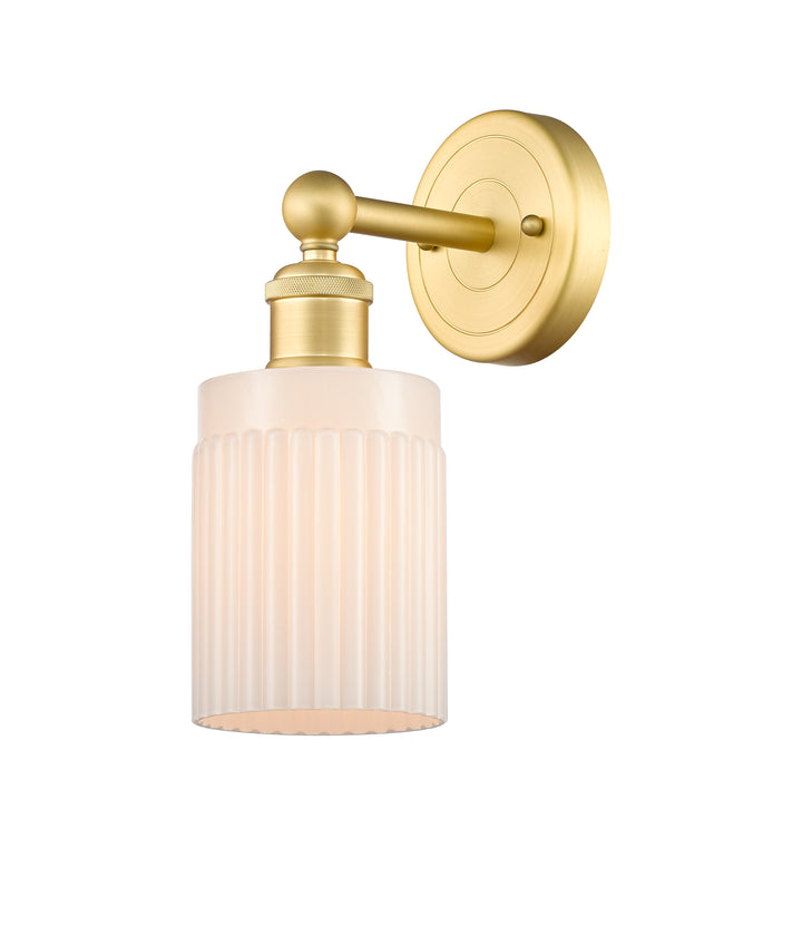 Innovations Lighting Hadley 5" Sconce - Satin Gold Wall Sconces Innovations Lighting Matte White ; Glass Type: White; Ribbed  