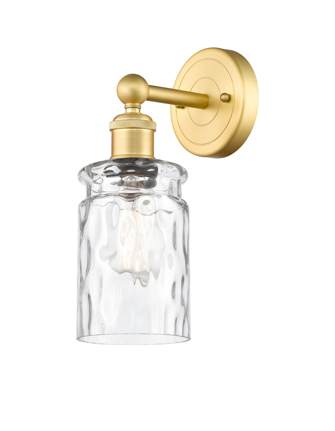 Innovations Lighting Candor 5" Sconce - Satin Gold Wall Sconces Innovations Lighting Clear Waterglass ; Glass Type: Frosted; Ribbed  