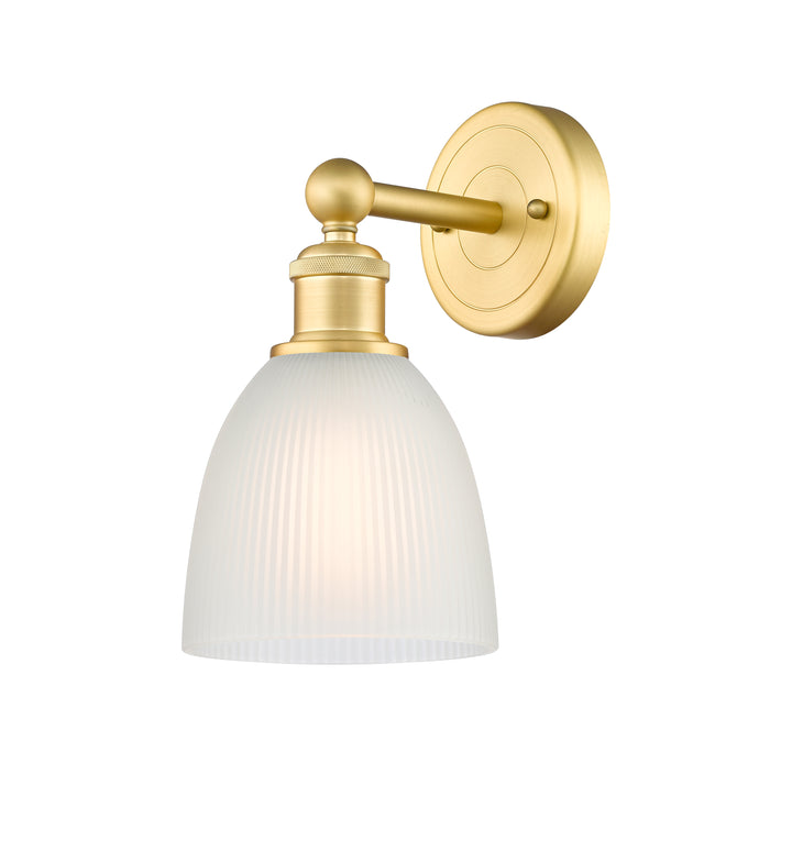 Innovations Lighting Castile 6" Sconce - Satin Gold Wall Sconces Innovations Lighting White ; Glass Type: White  