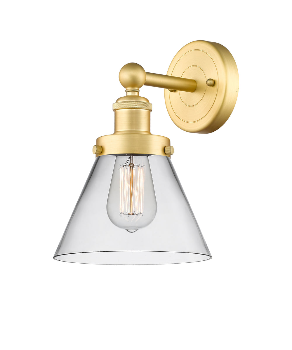 Innovations Lighting Cone 8" Sconce - Satin Gold Wall Sconces Innovations Lighting Clear ; Glass Type: Transparent  