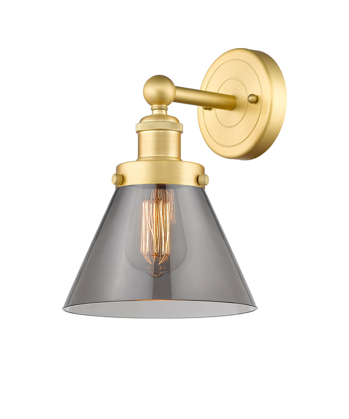 Innovations Lighting Cone 8" Sconce - Satin Gold Wall Sconces Innovations Lighting Light Smoke ; Glass Type: Colorful  