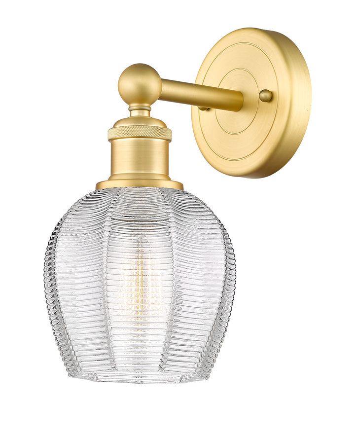 Innovations Lighting Norfolk 6" Sconce - Satin Gold Wall Sconces Innovations Lighting Clear ; Glass Type: Transparent  