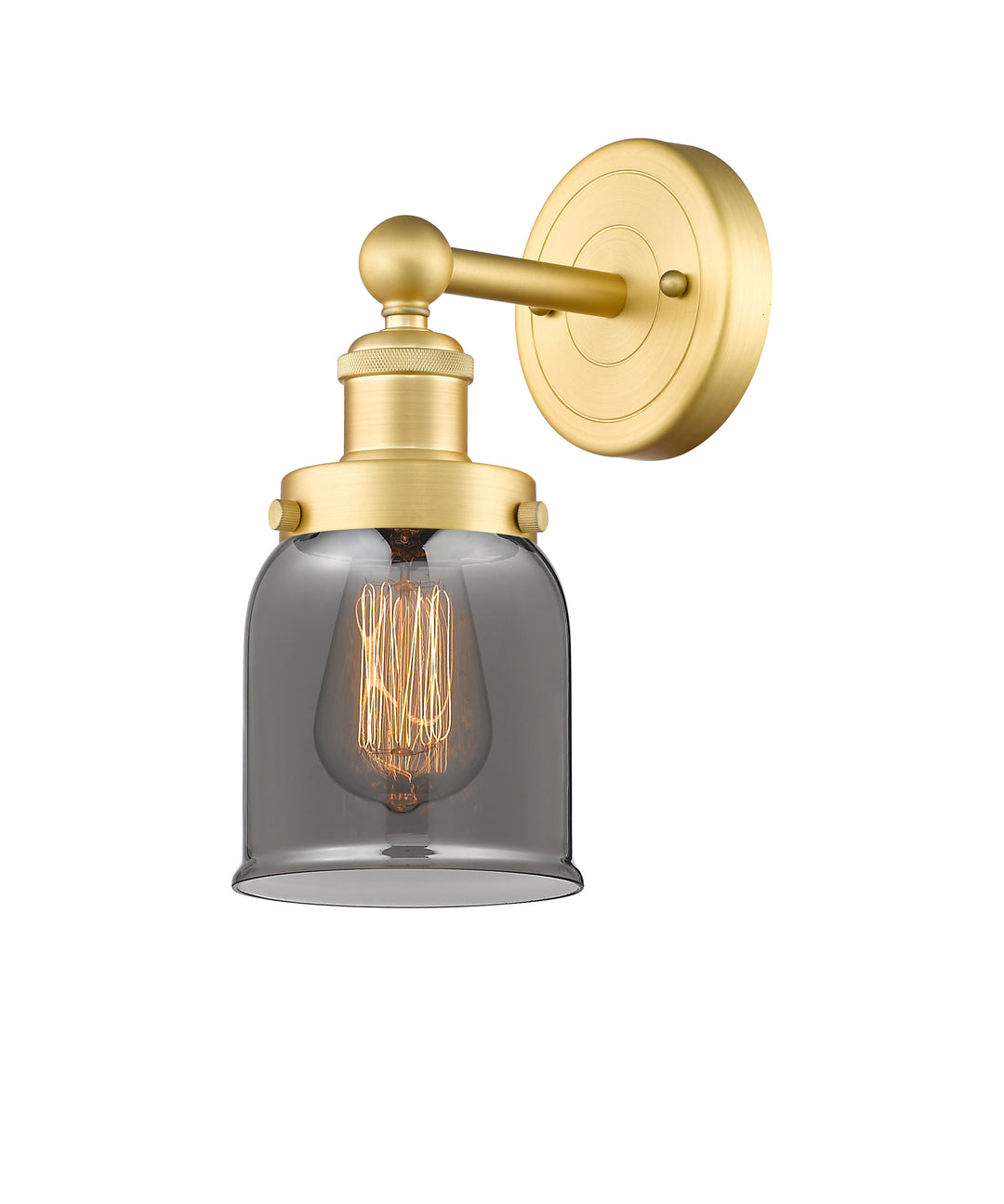 Innovations Lighting Bell 5" Sconce - Satin Gold Wall Sconces Innovations Lighting Light Smoke ; Glass Type: Colorful  