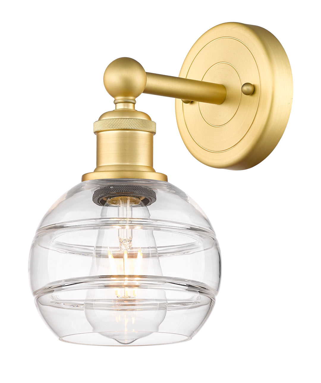 Innovations Lighting Rochester 6" Sconce - Satin Gold Wall Sconces Innovations Lighting Clear ; Glass Type: Clear  