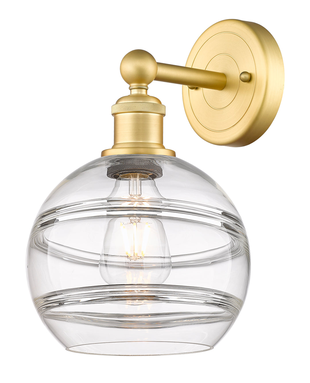 Innovations Lighting Rochester 8" Sconce - Satin Gold Wall Sconces Innovations Lighting Clear ; Glass Type: Clear  