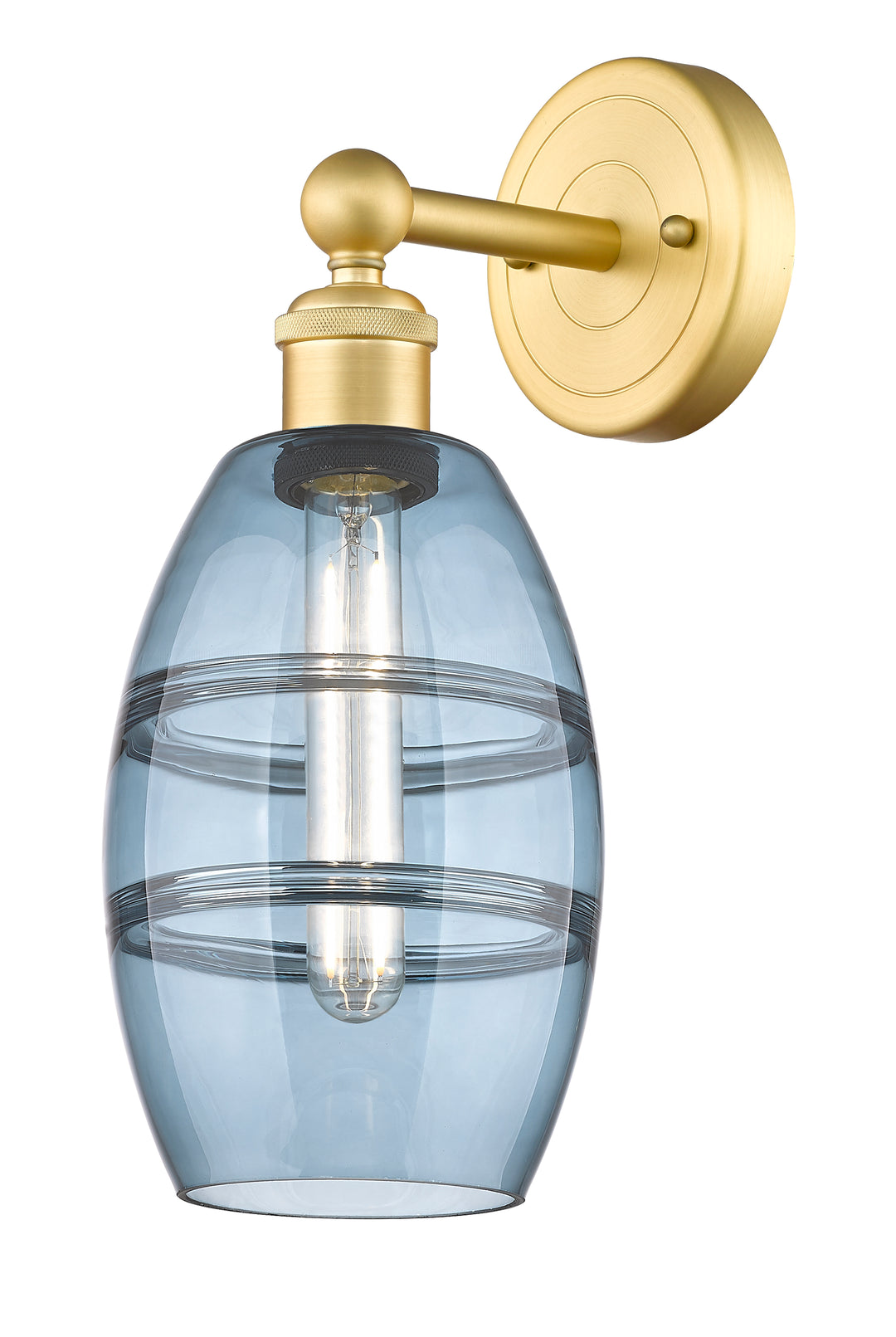 Innovations Lighting Vaz 6" Sconce - Satin Gold Wall Sconces Innovations Lighting Blue  ; Glass Type: Blue  