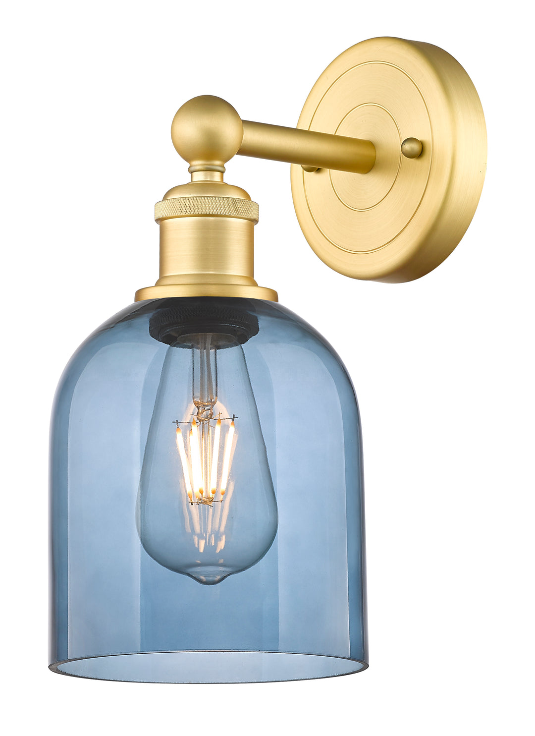 Innovations Lighting Bella 6" Sconce - Satin Gold Wall Sconces Innovations Lighting Blue  ; Glass Type: Blue  