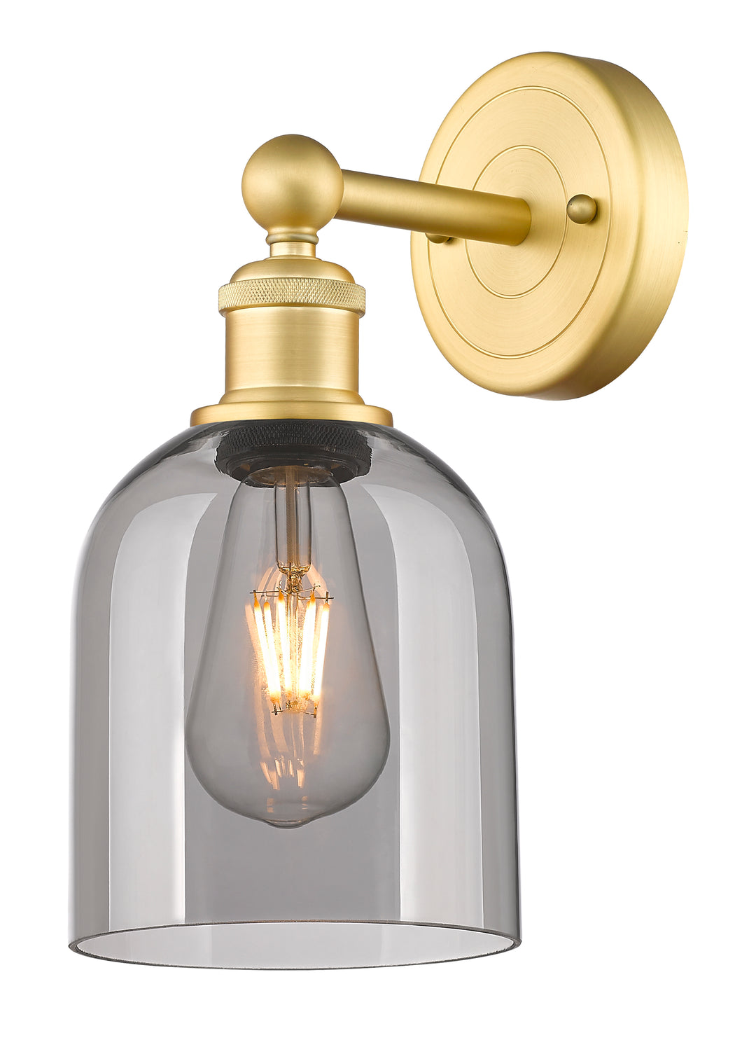 Innovations Lighting Bella 6" Sconce - Satin Gold Wall Sconces Innovations Lighting Light Smoke ; Glass Type: Smoked  