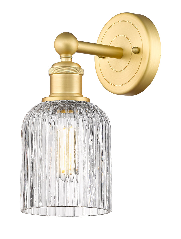 Innovations Lighting Bridal Veil 5" Sconce - Satin Gold Wall Sconces Innovations Lighting Clear ; Glass Type: Clear; Ribbed  