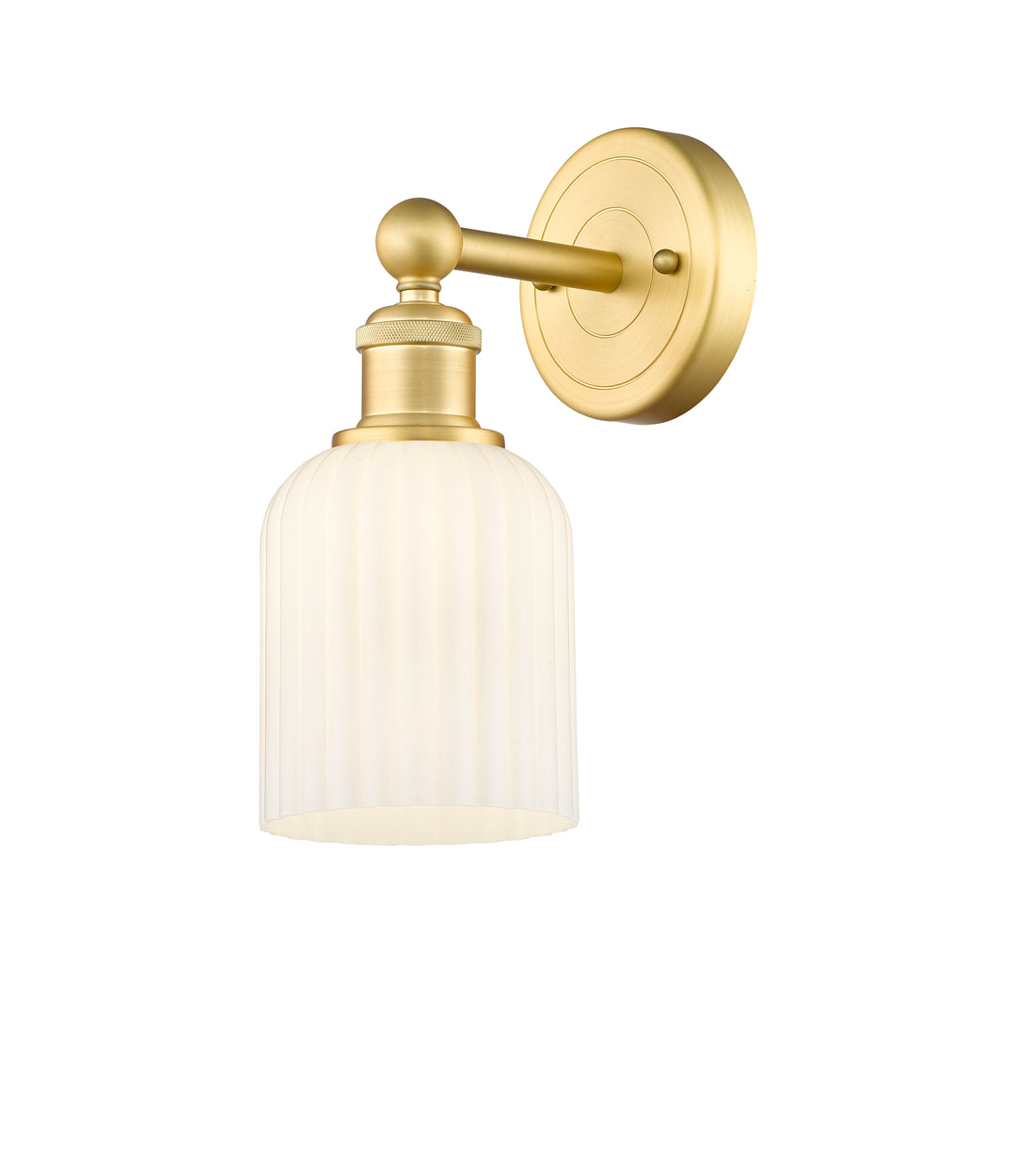 Innovations Lighting Bridal Veil 5" Sconce - Satin Gold Wall Sconces Innovations Lighting Gloss White ; Glass Type: Gloss White; Ribbed  