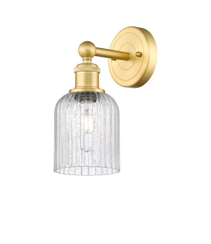 Innovations Lighting Bridal Veil 5" Sconce - Satin Gold Wall Sconces Innovations Lighting Seedy ; Glass Type: Seedy; Ribbed  