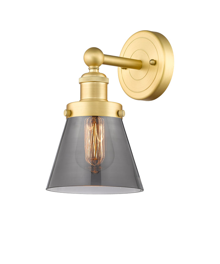 Innovations Lighting Cone 6" Sconce - Satin Gold Wall Sconces Innovations Lighting Light Smoke ; Glass Type: Colorful  