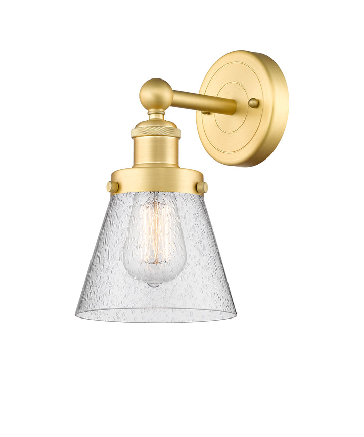 Innovations Lighting Cone 6" Sconce - Satin Gold Wall Sconces Innovations Lighting Seedy ; Glass Type: Seedy; Ribbed  